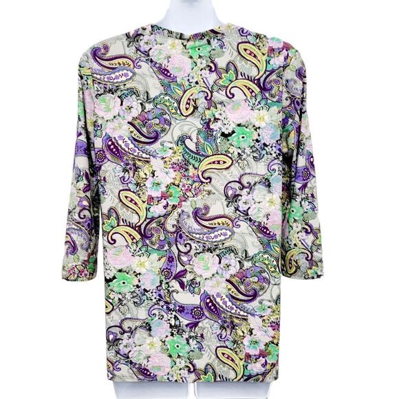 2/$20 Y2K Purple Floral Pattern Top Blouse Size: M - Picture 3 of 5